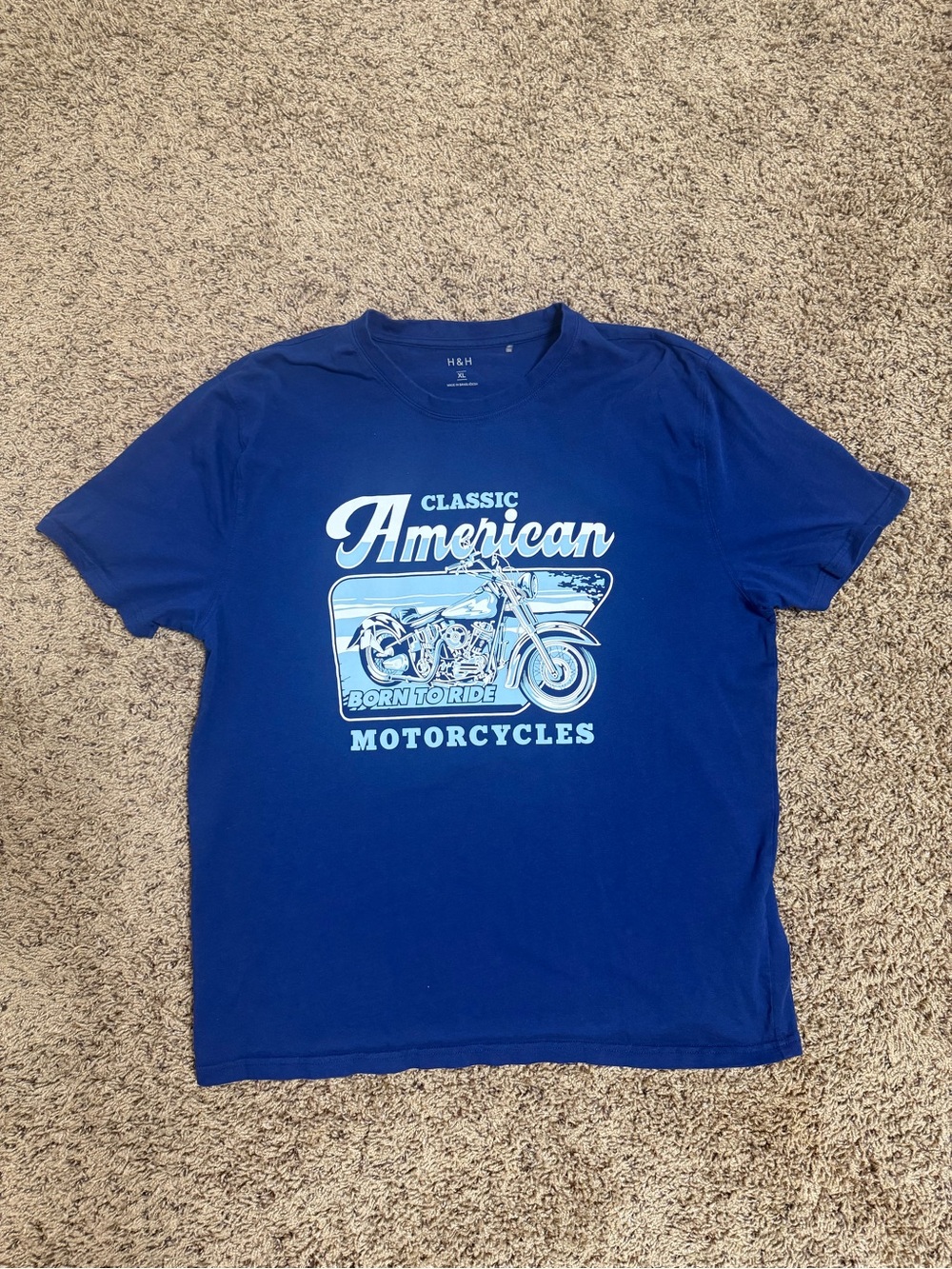 H&M Blue 'Classic American Motorcycles' Graphic Tee